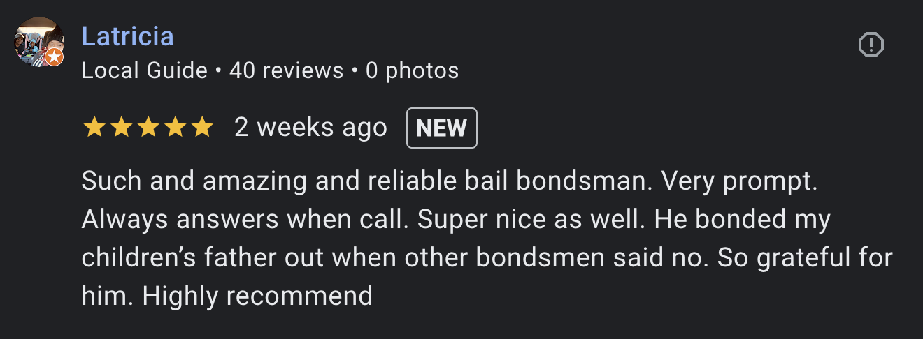 5 star review for bonds service